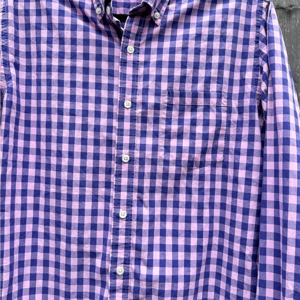 J.Crew Unisex Gingham Button-Down Shirt Purple‎ & Lavender Check Medium
